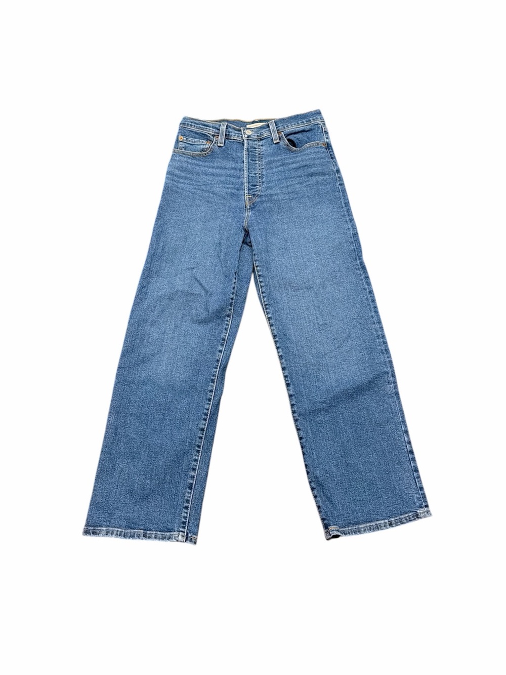 Levi’s ribcage cropped straight ankle dark wash jeans